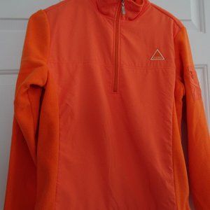 Kate Lord Size S Orange Fleece/Polyester Pullover Golf Jacket-1/2" Front Zip